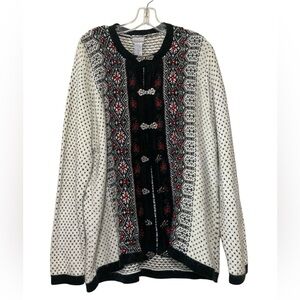 Koret Patterned Cardigan in Black, White, and Red